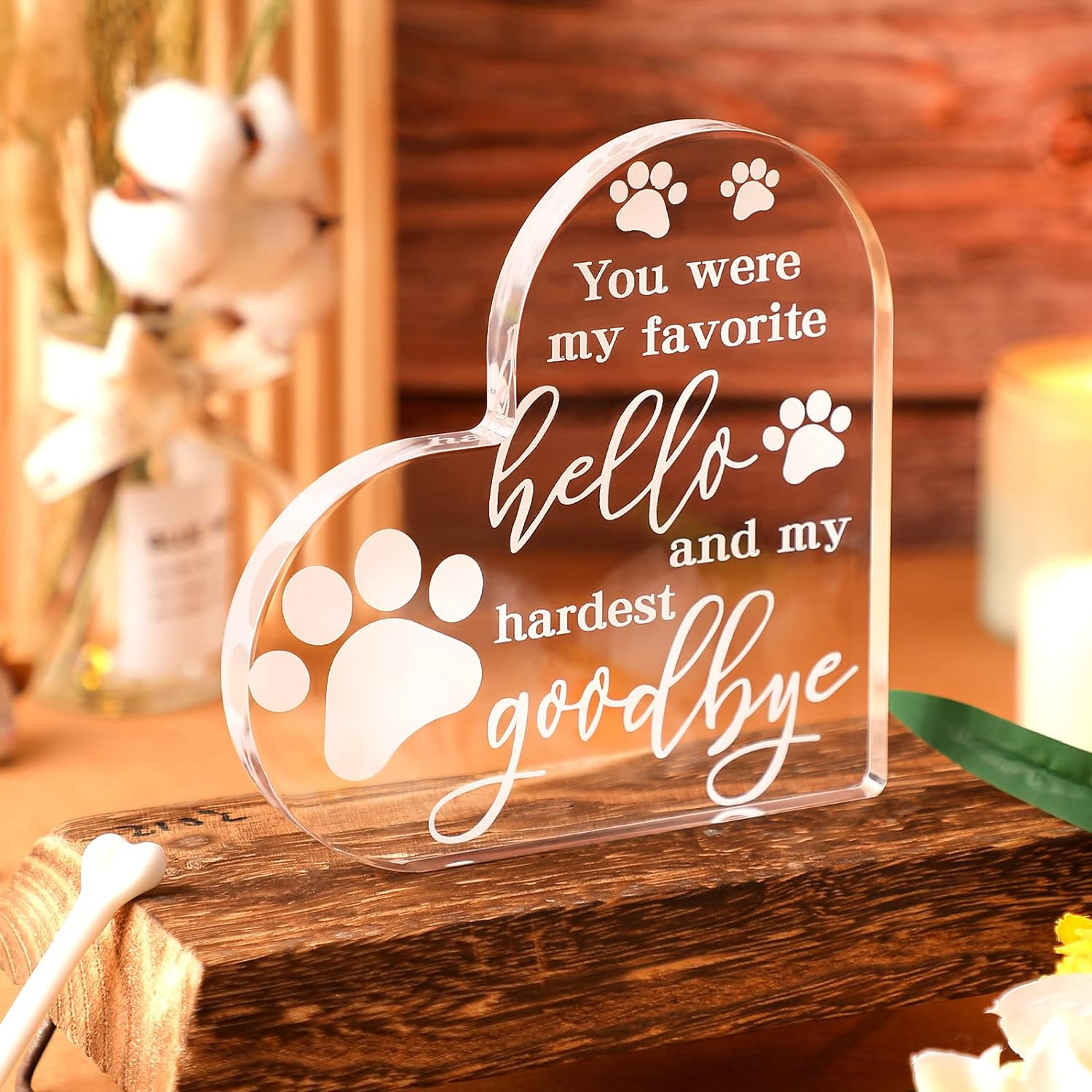 PET Memorial Gift Dog Sympathy Gift for Loss Bereavement Crystal Acrylic Heart D