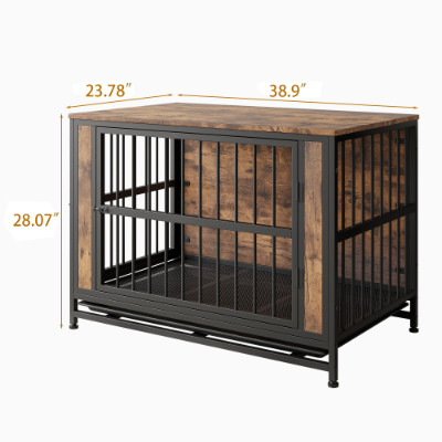 Dog Crate Furniture, Wooden Dog Crate Table, 38.9 Dog Kennel With 2 Sliding Door