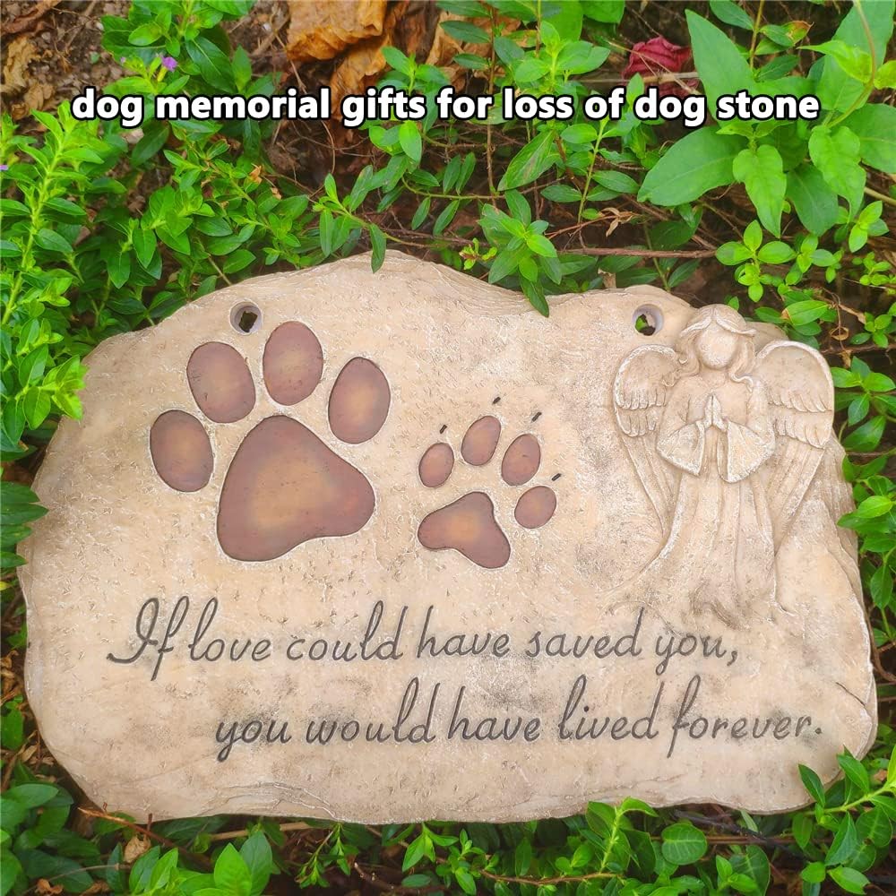 Jinhuoba Pet Dog Memorial Stones Headstones Plaques Angel Sympathy Paw Prints