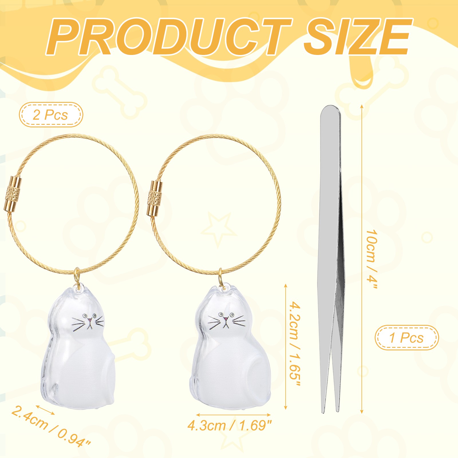 2Pcs Cat Hair Collector Keychain with Tweezers Style 2