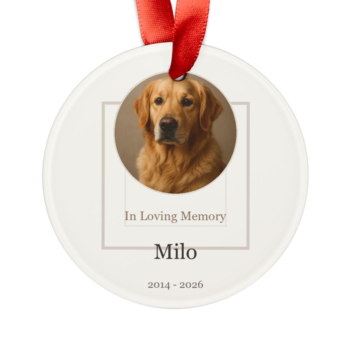 Custom Pet Memorial Ornament From Photo – Personalized Dog Cat Gift