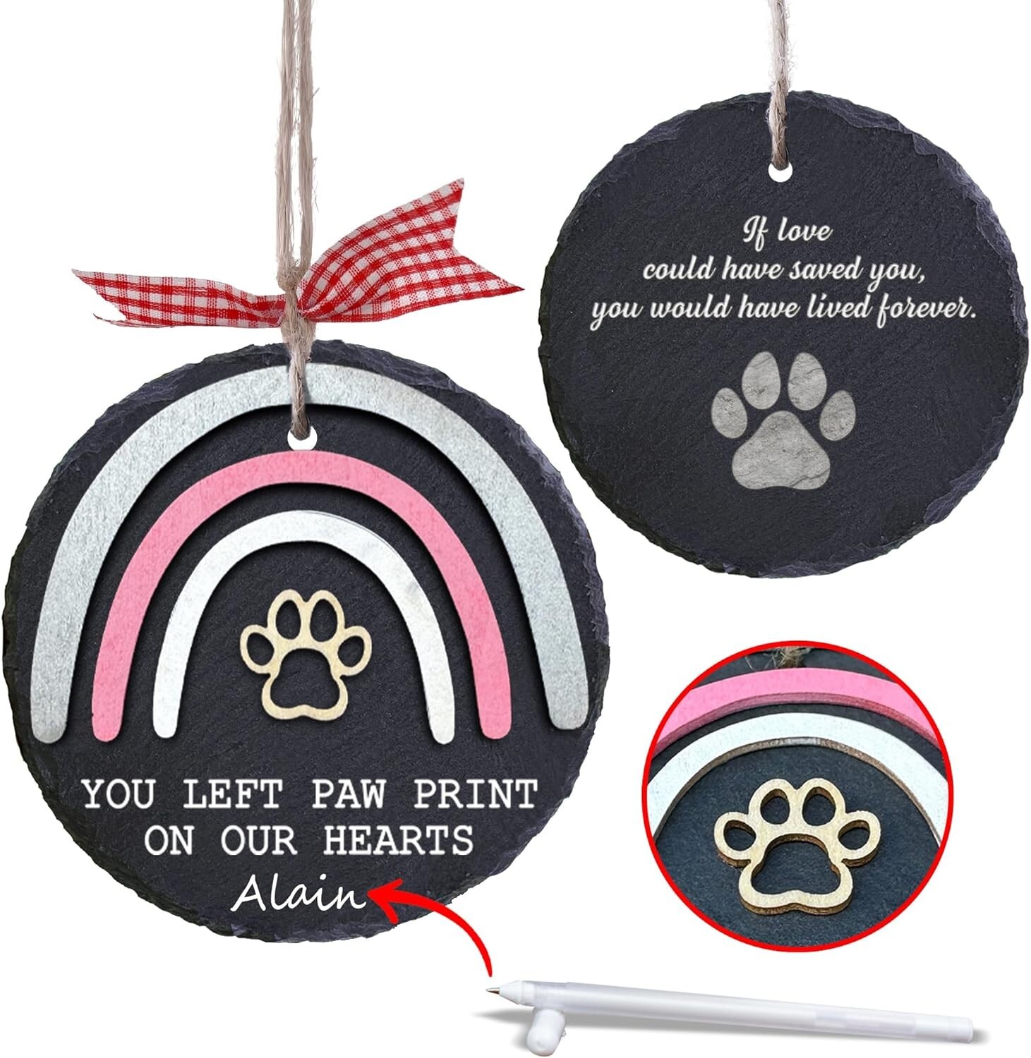 Sympathy Gift for Loss of Dog or Cat Memorial Stone Ornament Christmas Gifts Pet