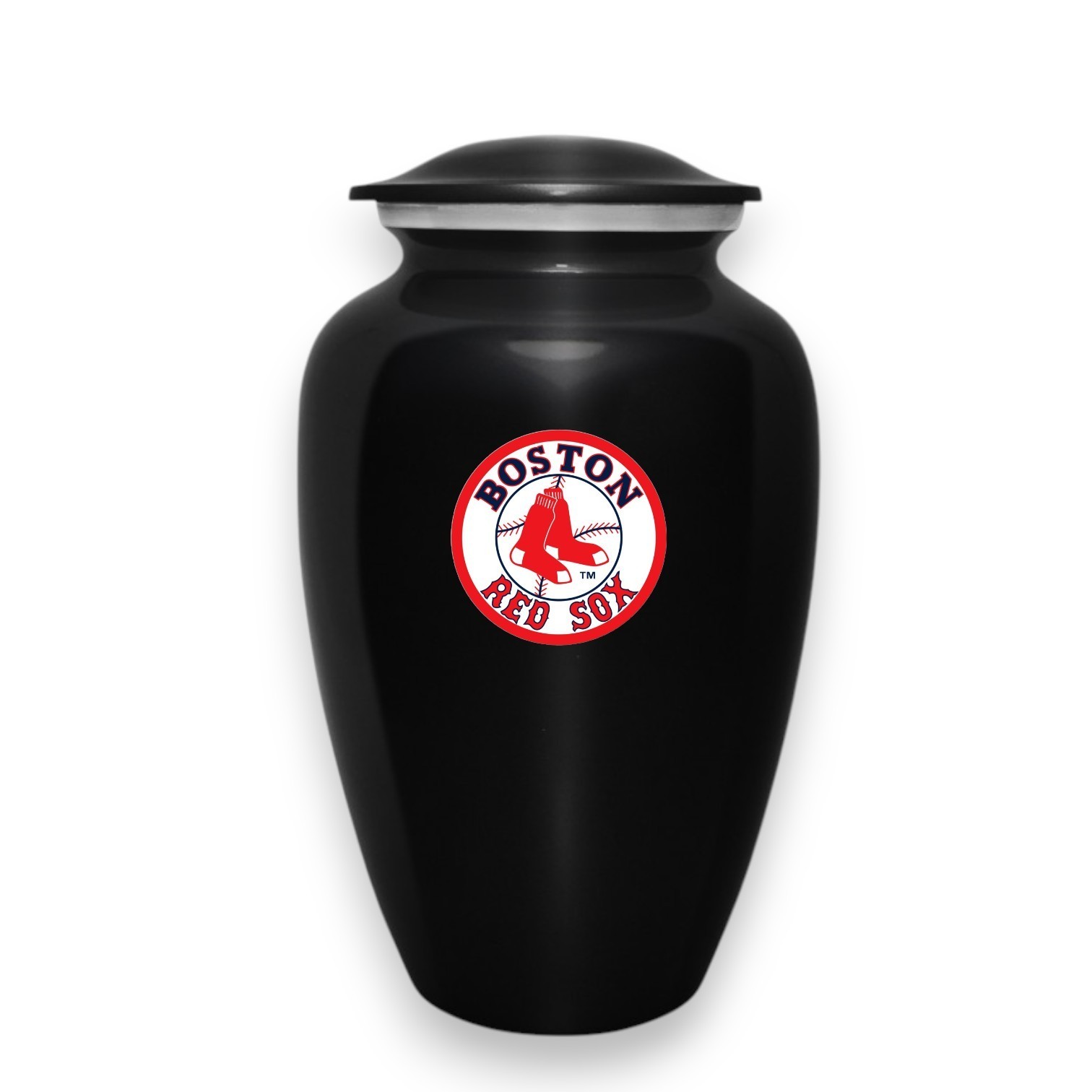 Large Boston Red Sox Baseball Theme Cremation Black Urn Adult Human Ashes w/Bag