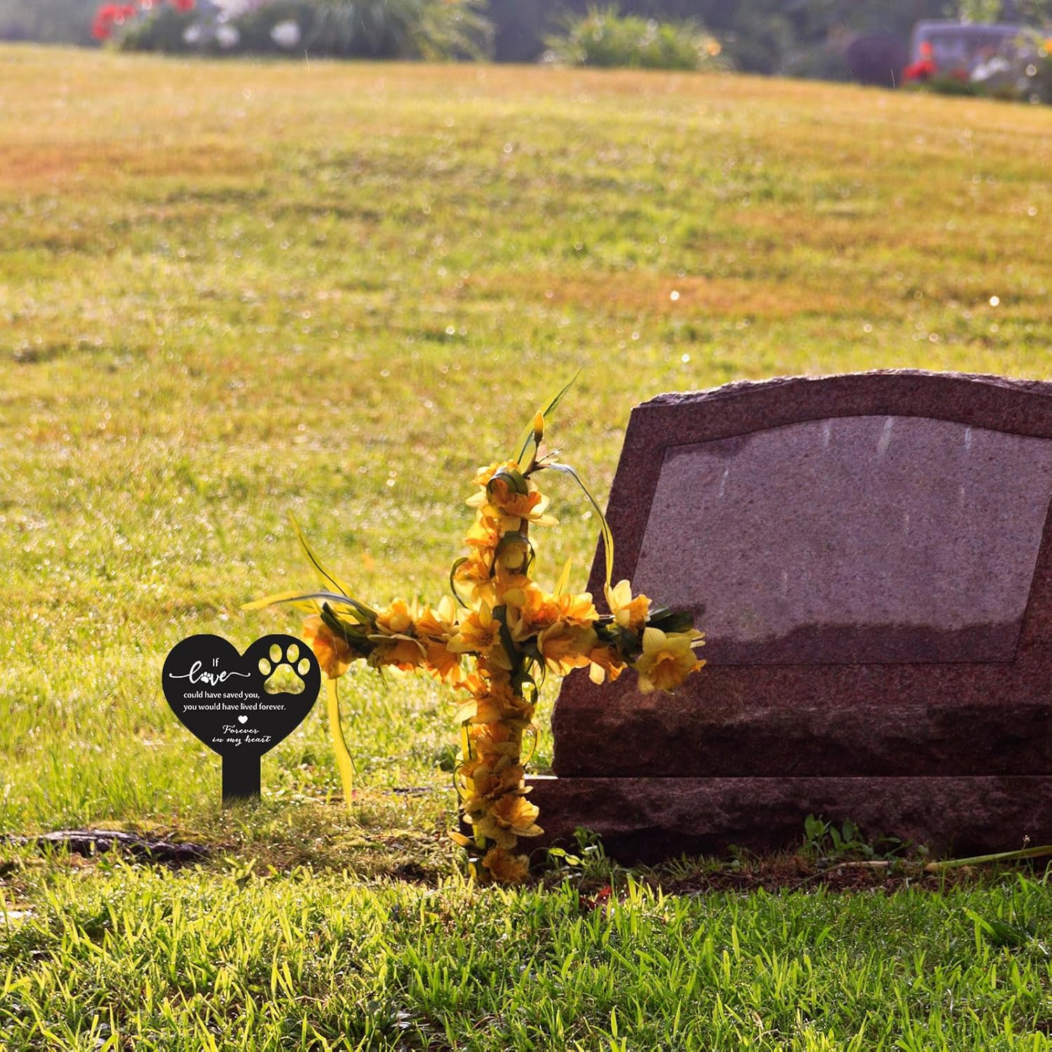 Metal Memorial Pet Grave Markers Double Sided Pet Memorial Stake Dog Claw Sympat