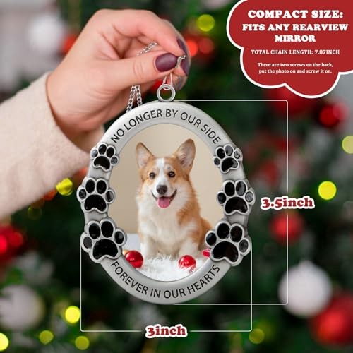 Pet Memorial Car Hanging Ornament – Photo Frame for Rearview Mirror Decor