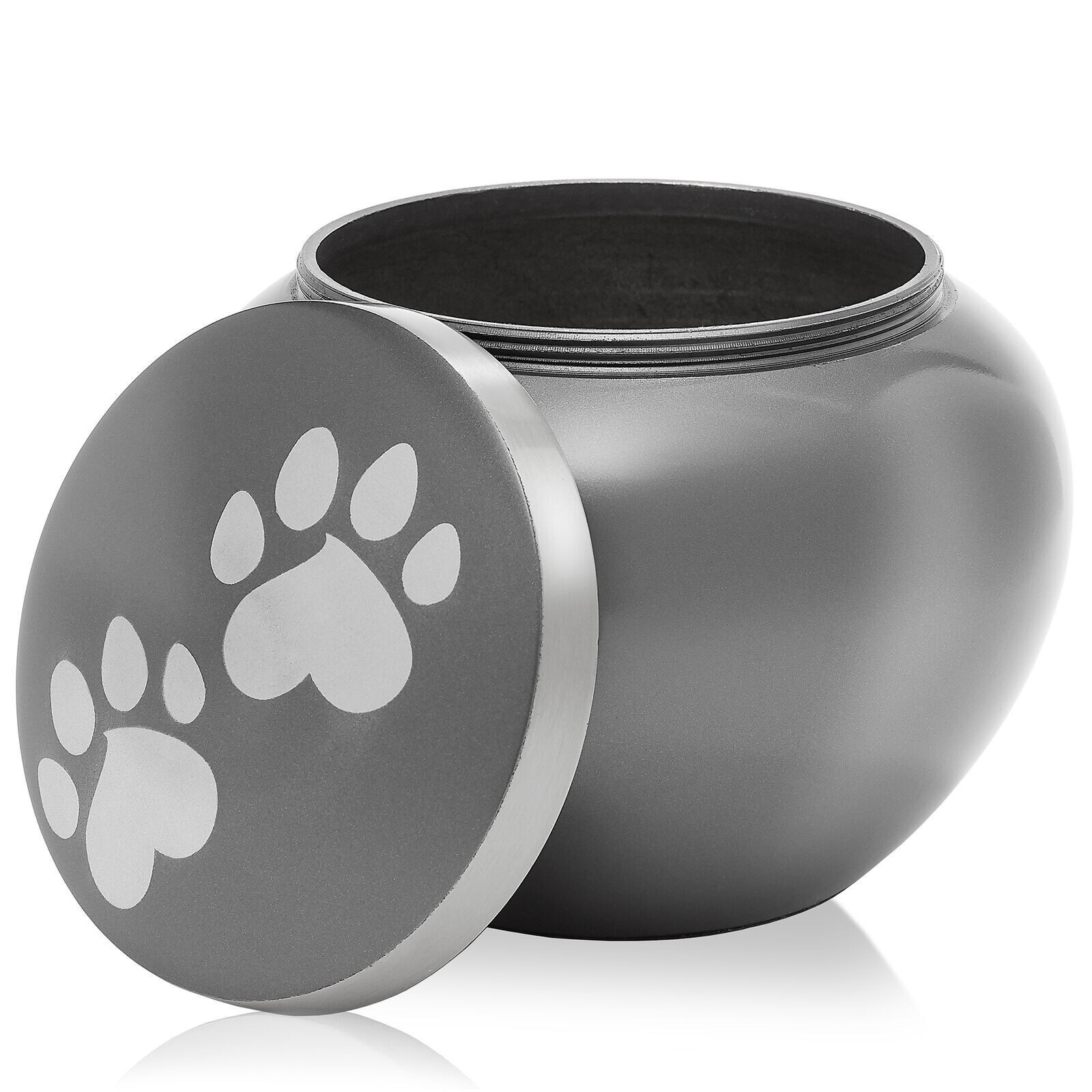 1) Pet Memorial Cremation Urn Paw Print – Gray/Silver – Dog Cat Ashes – Reminded
