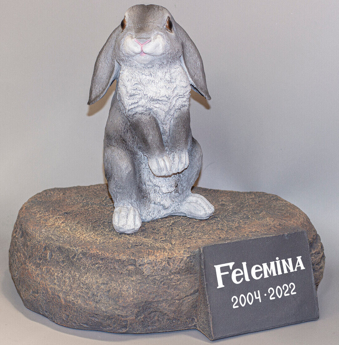 Lop Eared Rabbit Memorial Stone Pet Cremation Urn Bunny Ash Grave Marker Plaque