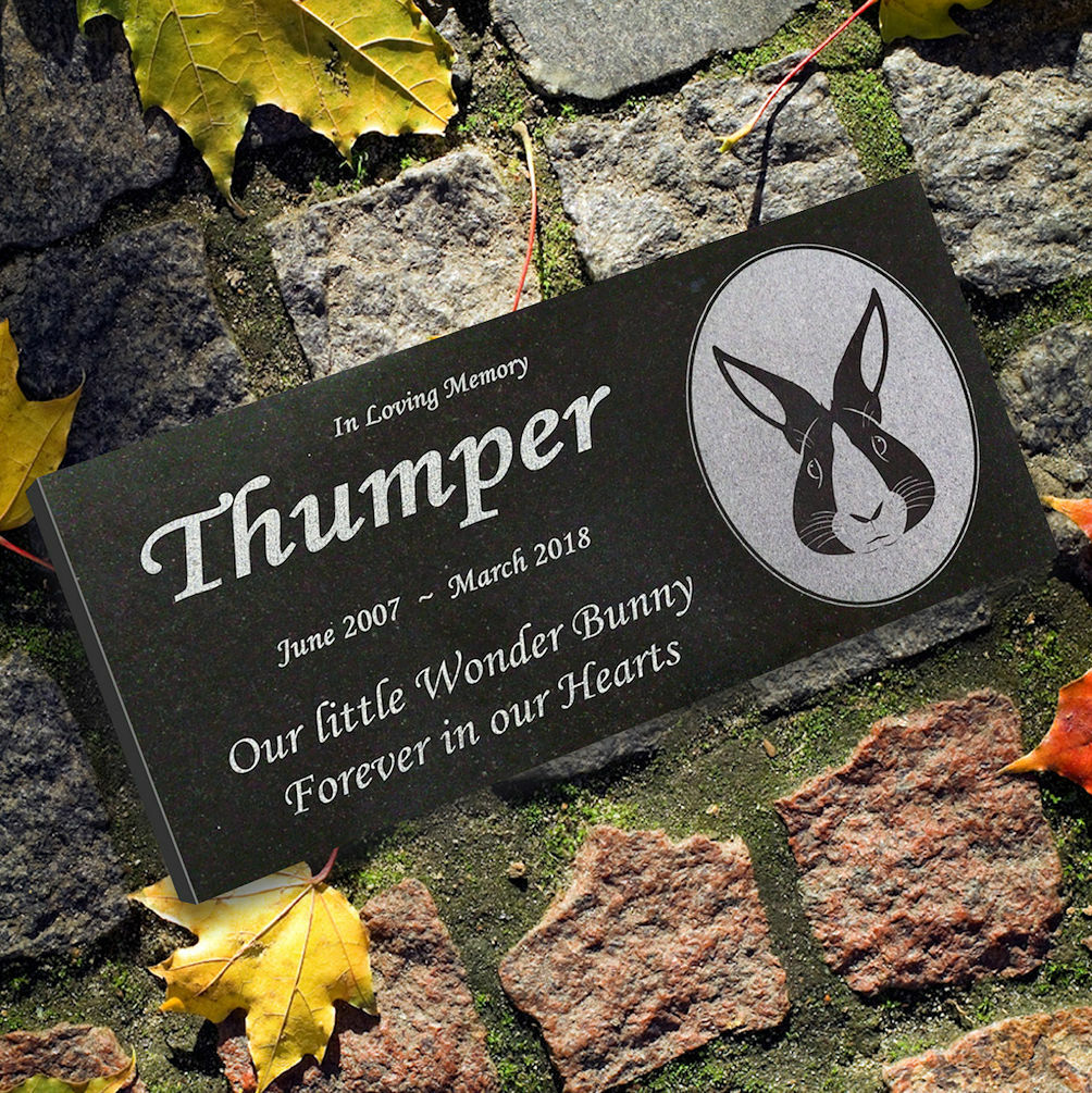 Personalized Pet Rabbit Memorial – Granite Pet Memorial – 6×12 – Thumper