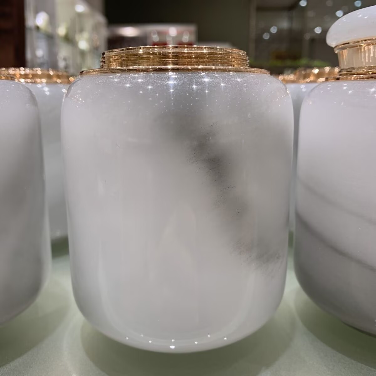 White Jade Stone Pet Animal Cremation Urn Ashes Cemetery Memorial Pot Jar