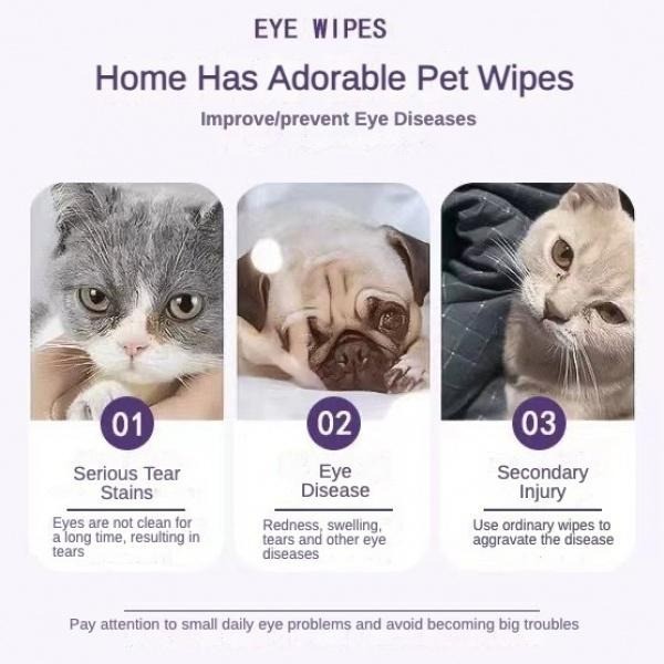 Pet Eye Wipes, 200 Wipes Can Pet Eye CleaningWipes, Tear Stain Removing Wipe, P