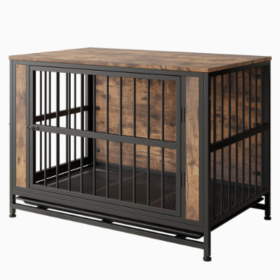 Dog Crate Furniture, Wooden Dog Crate Table, 38.9 Dog Kennel With 2 Sliding Door