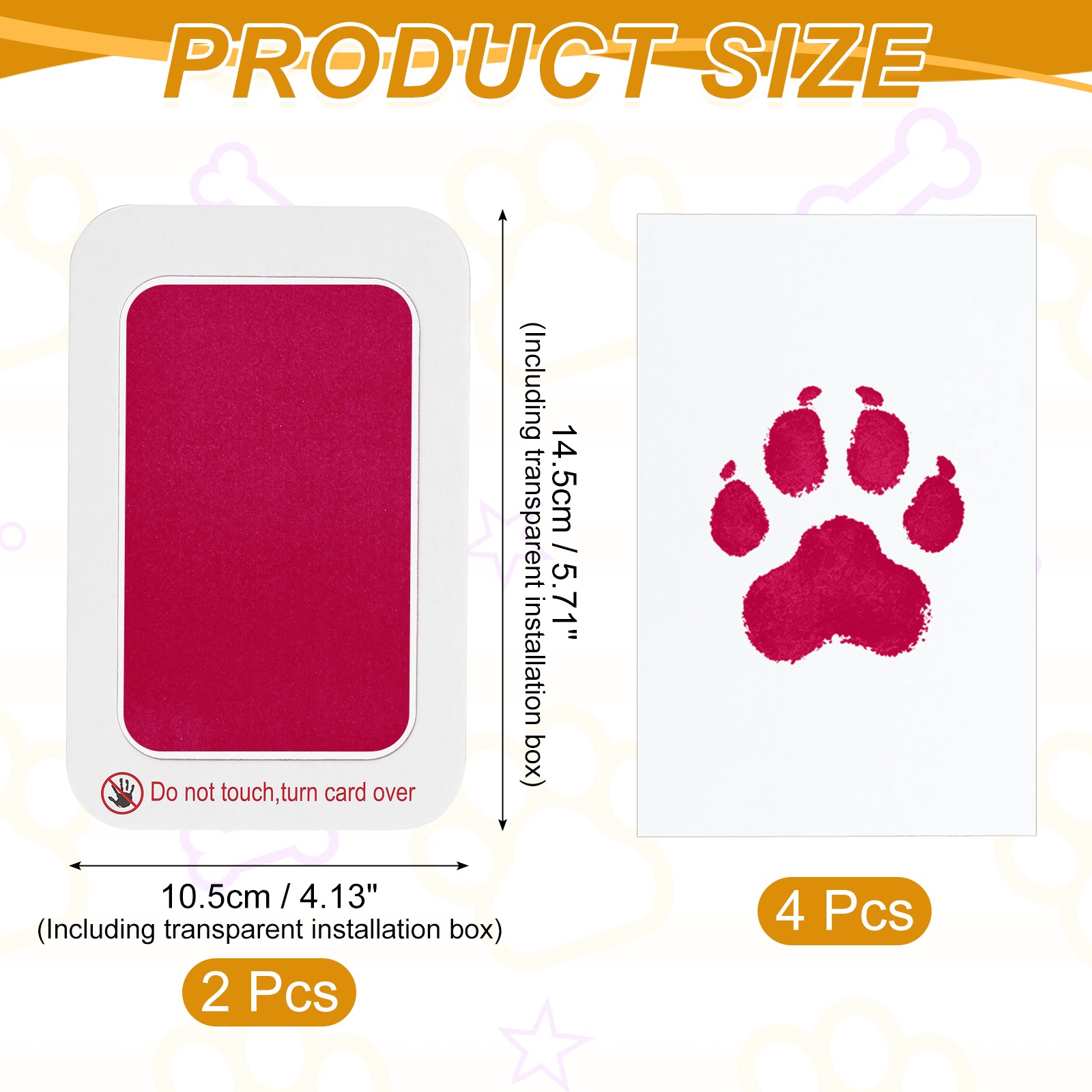 Pet Paw Print Kit, 5.7″X4.1″ Paw Print Impression, (Rose Red, 2 Set)