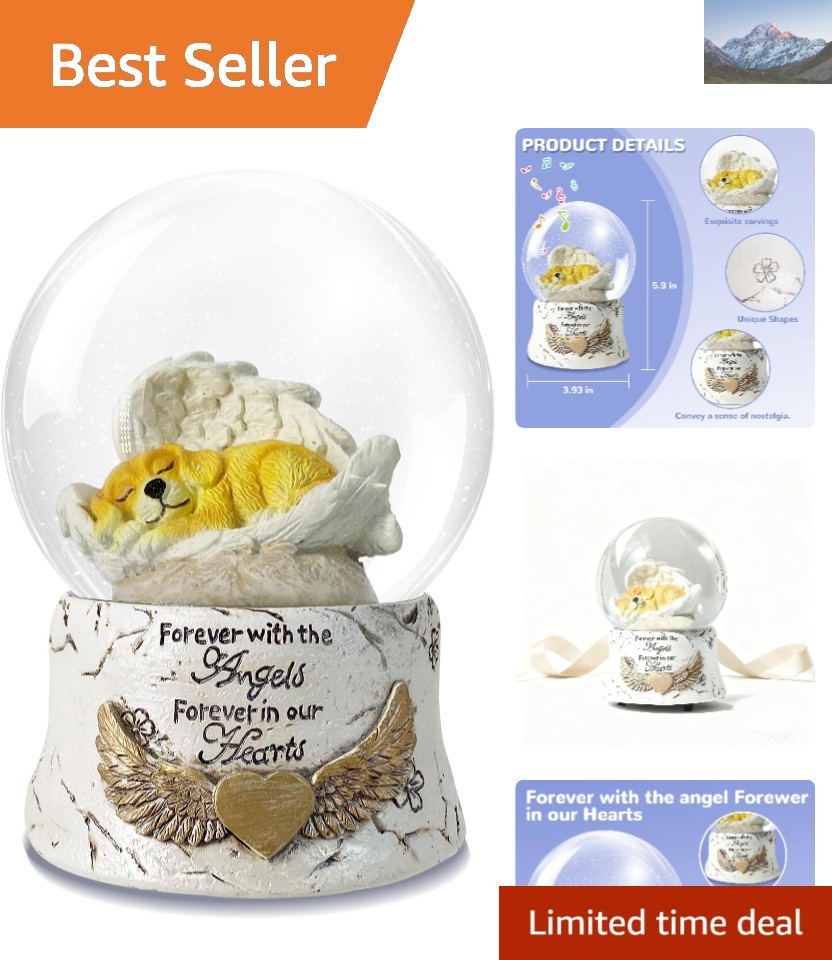 Indoor Angel Dog Music Globe – Heartfelt Memorial for Your Beloved Retriever