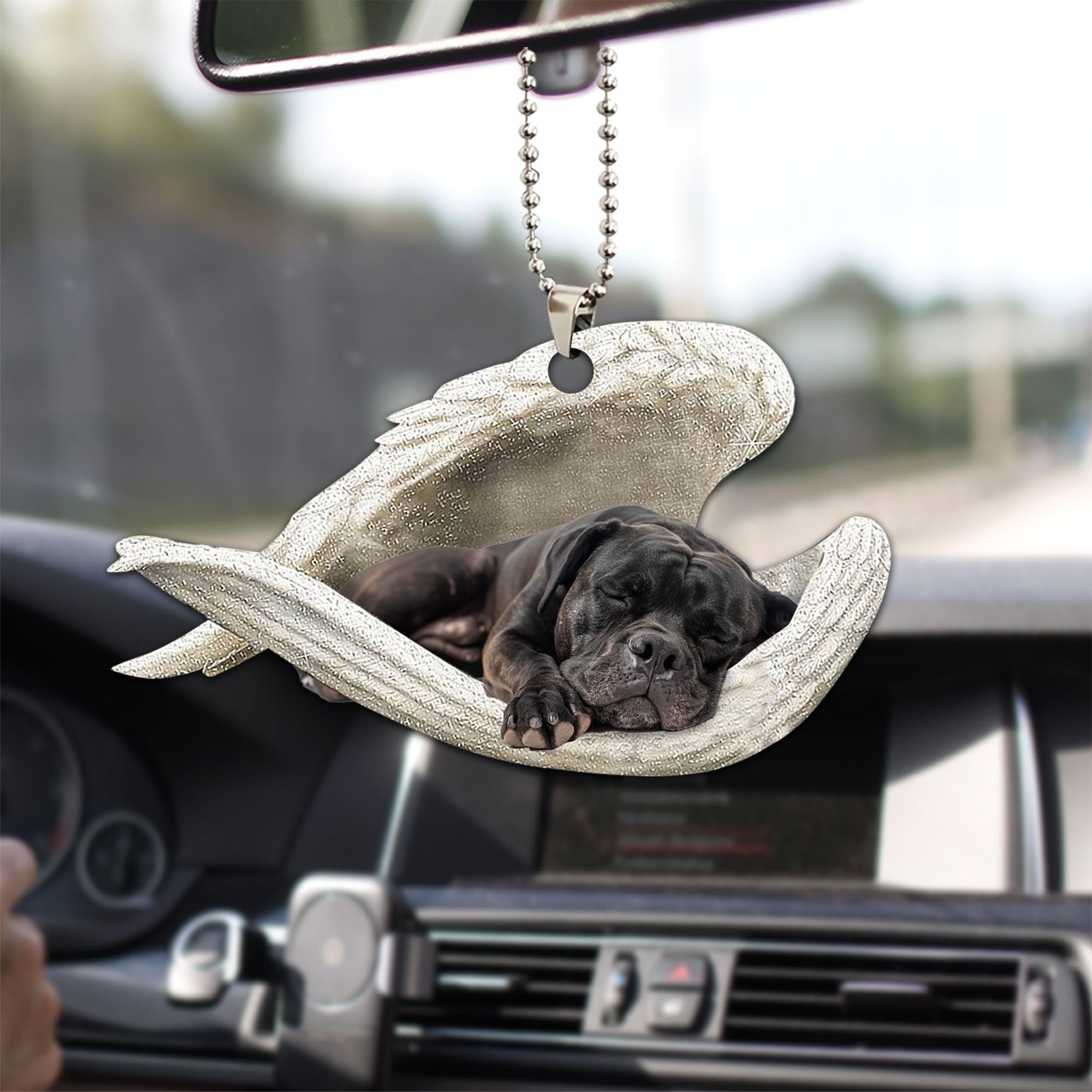 Talataca Cane Corso Sleeping Angel Wing Memorial Dog 2D Flat Car Rear View Mi…