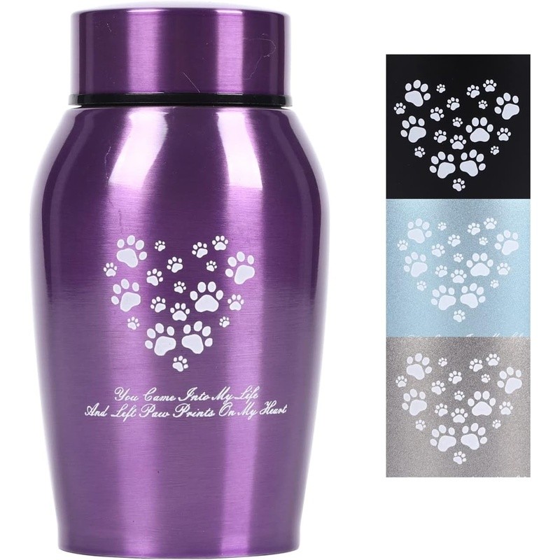 Durable Stainless Steel Pet Urn Dog Cat Ashes W/ Screw Top Lid Memorial Storage