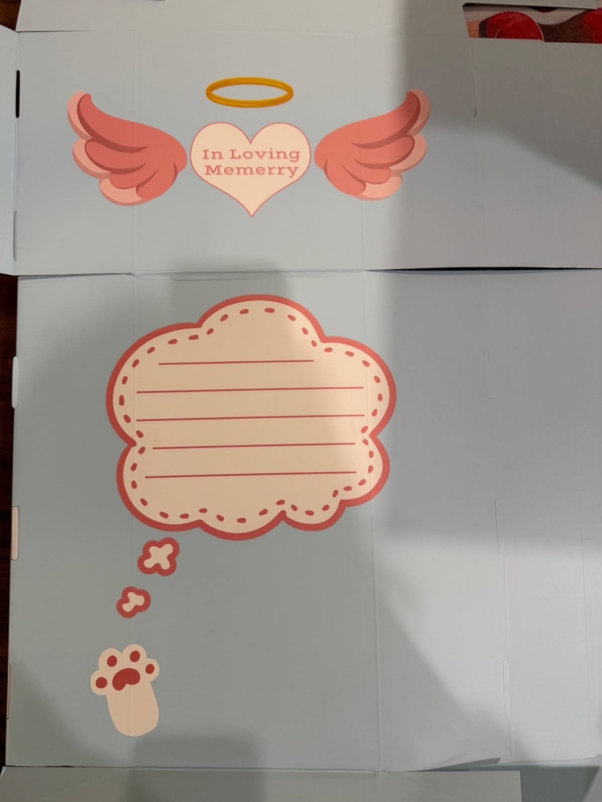 Pet Burial Box Coffin Dog Cat Memorial Keepsake Box w/ Message Area 21.6” NEW