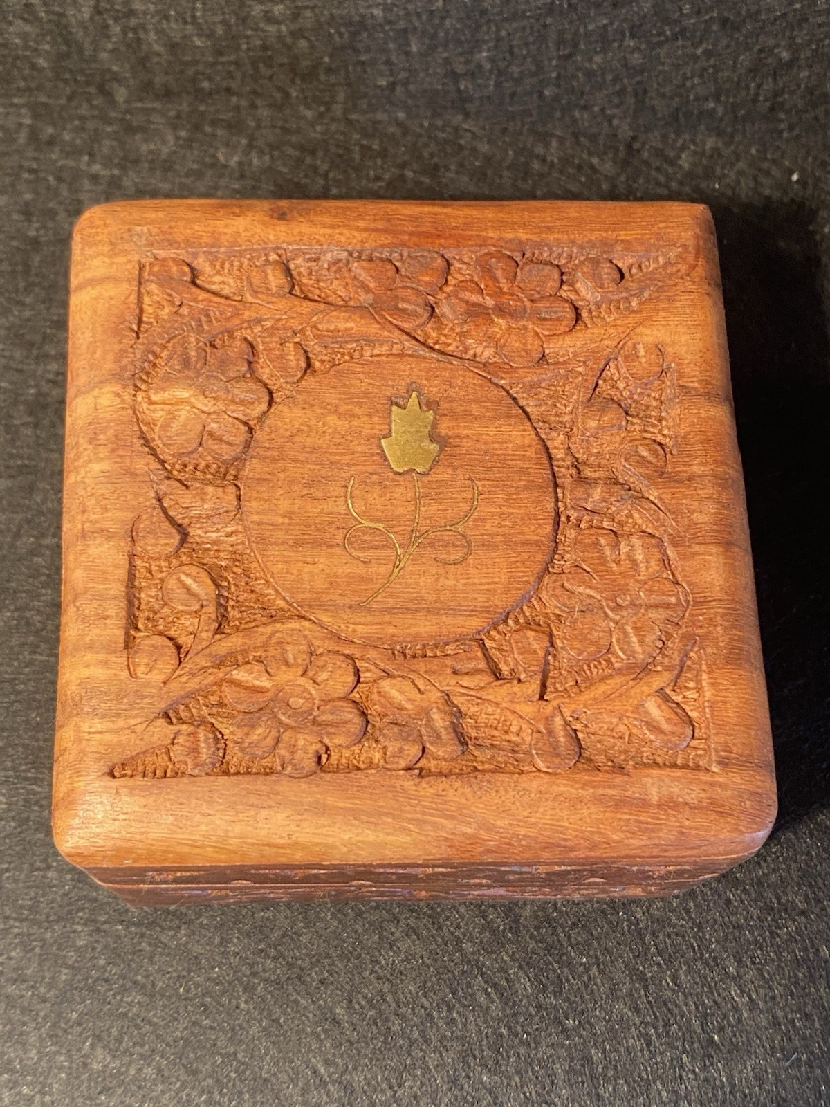 Cremation Urn For Ashes Small Wooden Pet Memorial Keepsake Box Trinket Brass