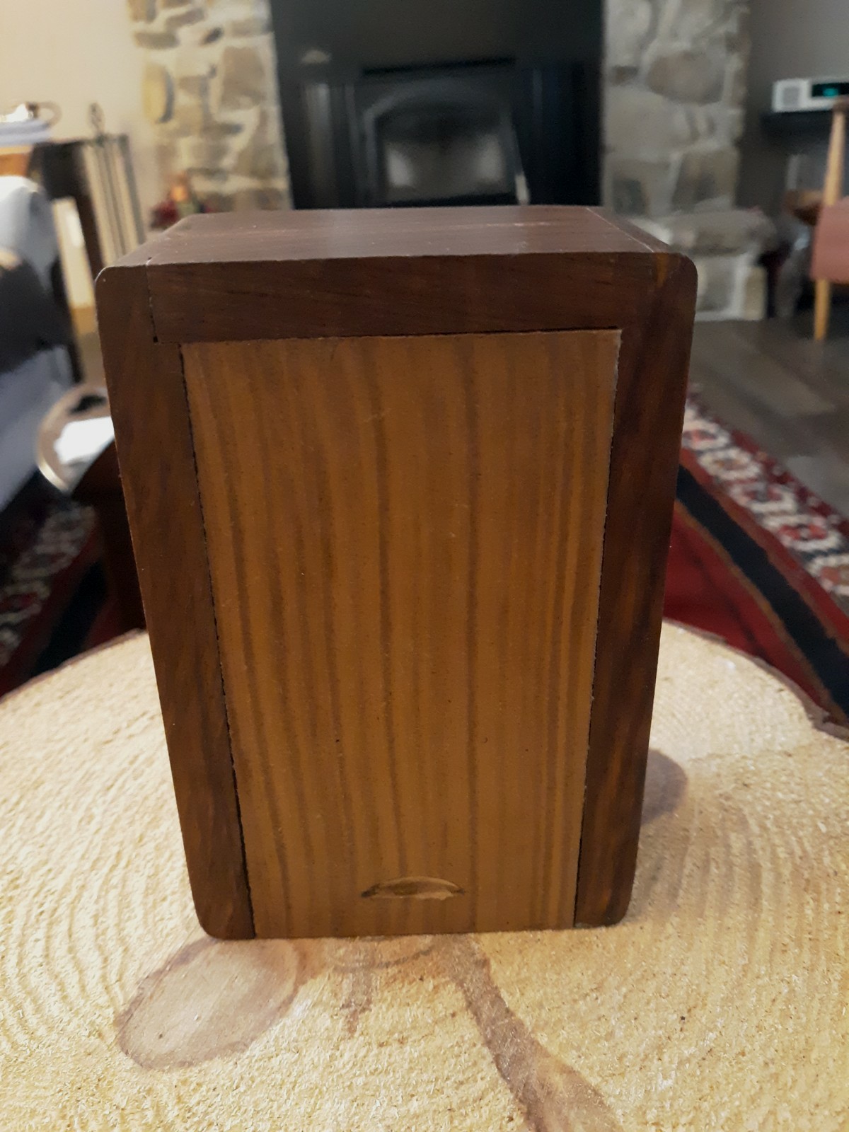 Pet Ash Holder Hand Carved Tree Of Life Wooden Box W Base Slide Opening
