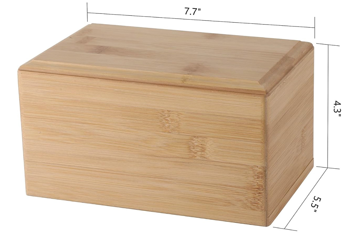 Bamboo Pet Urns for Dog Ashes; Bamboo Wooden Pet Box Urn for Funeral