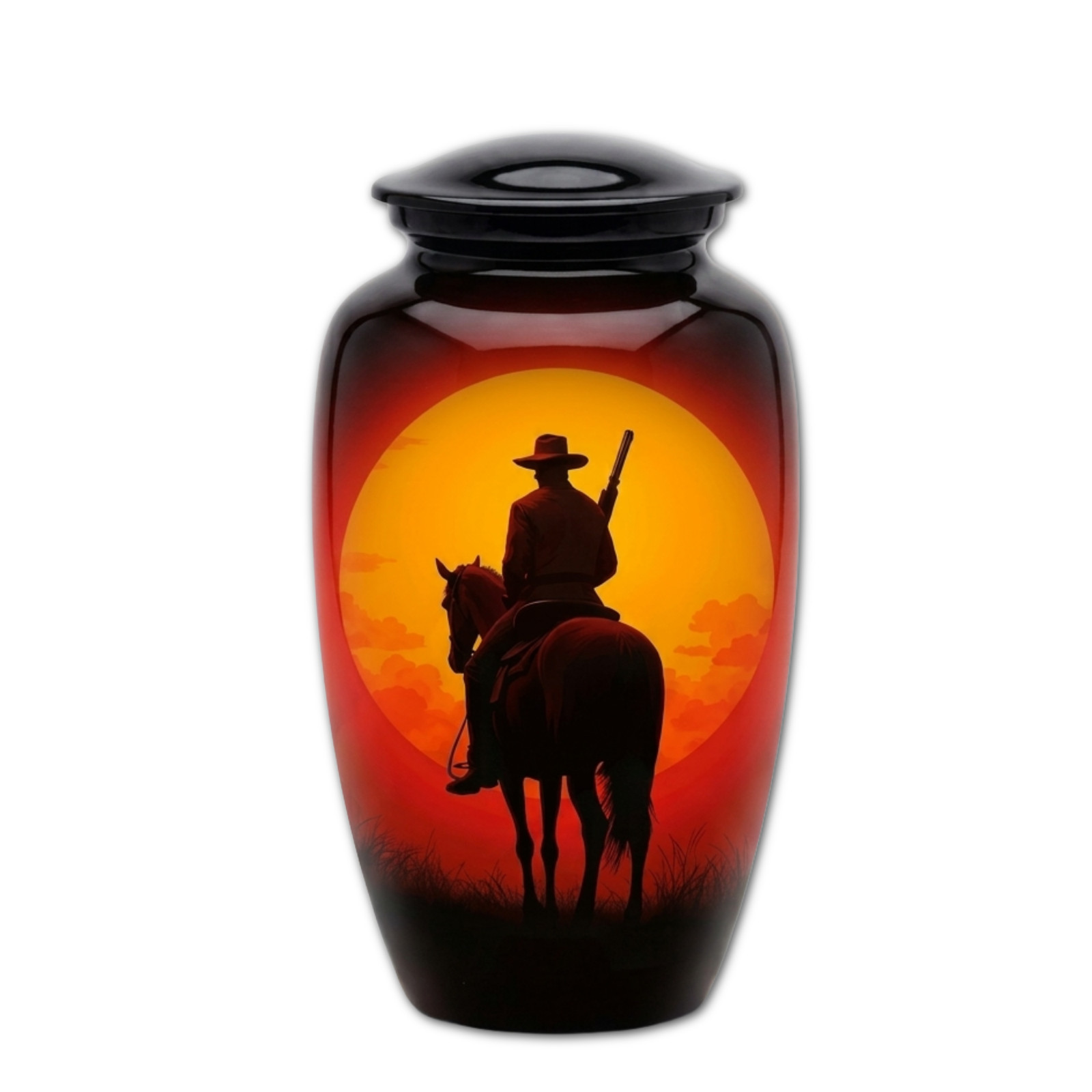 Cremation Urn for Human Ashes 190 Cu In Adult Cowboy Western Sunset Memorial