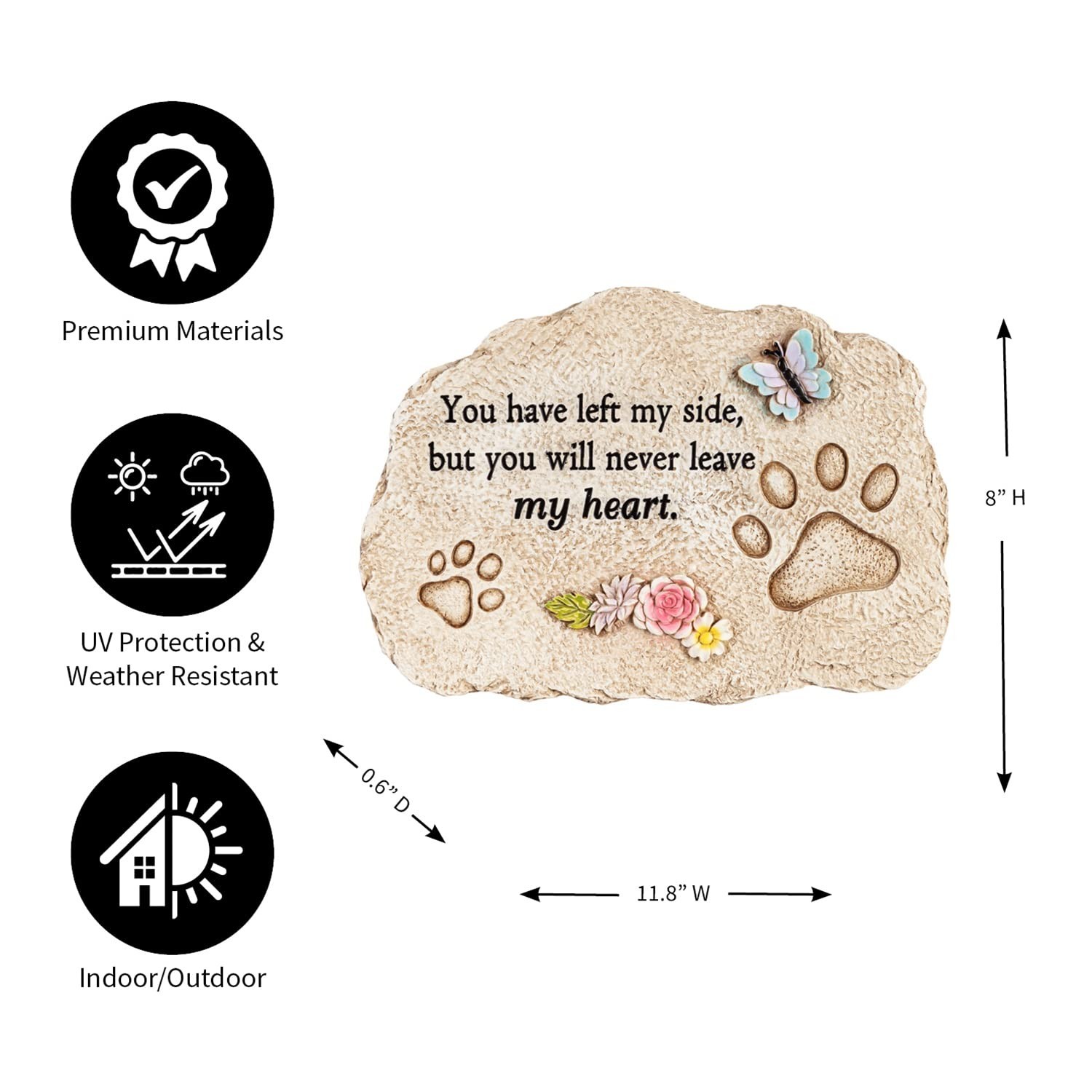 Evergreen Pet Memorial Stones | You Will Never Leave My Heart | 11.5 inches W…