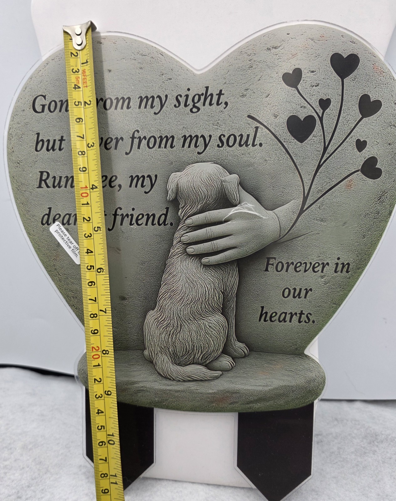 Heart-shaped PET MEMORIAL grave Marker “Forever In Our Hearts” 1 dimension 11″