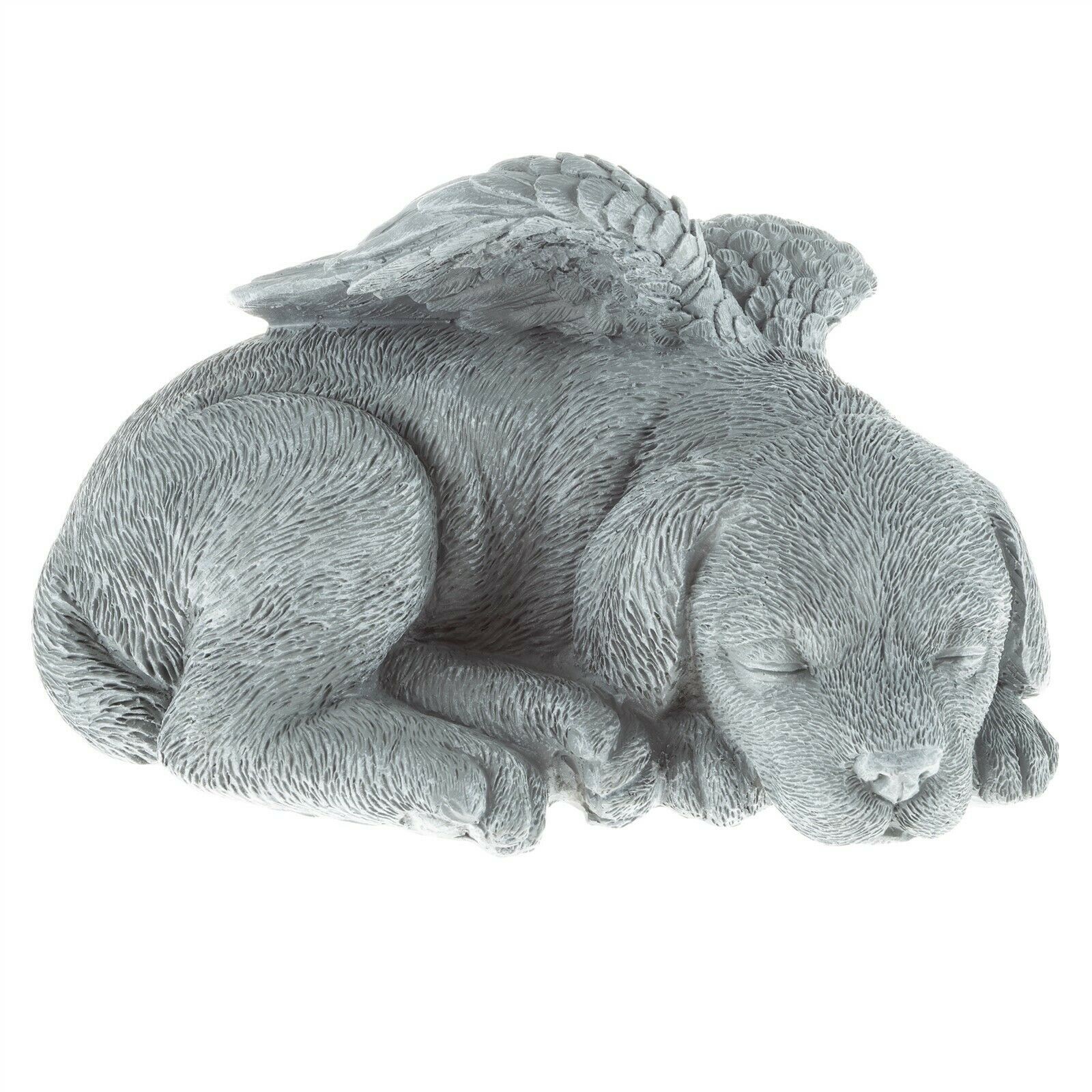 Pet Dog Memorial Sleeping Puppy Statue Angel Wings Grave Marker Keepsake