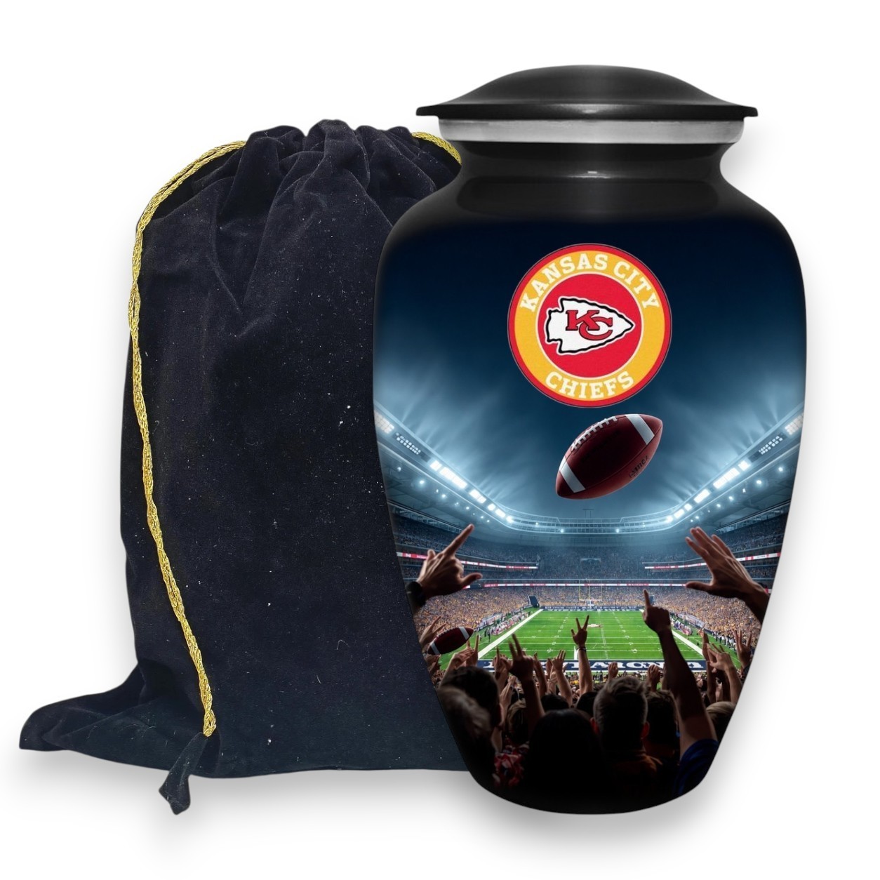 Football Cremation Urn for Human Ashes Adult Large Kansas City Chiefs Urns 10.5″