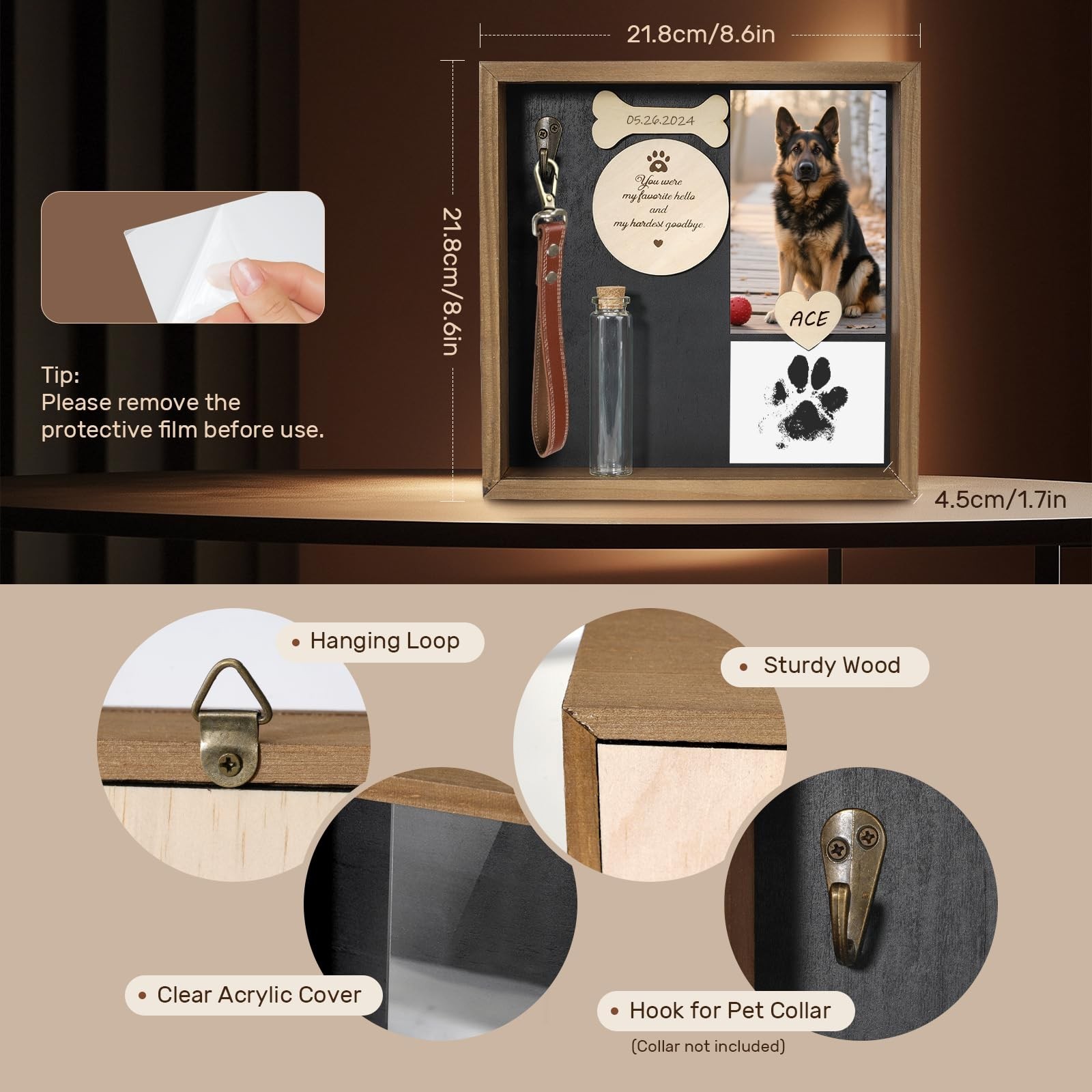 VavoPaw Pet Memorial Gifts for Dogs, 8.6” Pet Memorial Shadow Box, Loss of D…