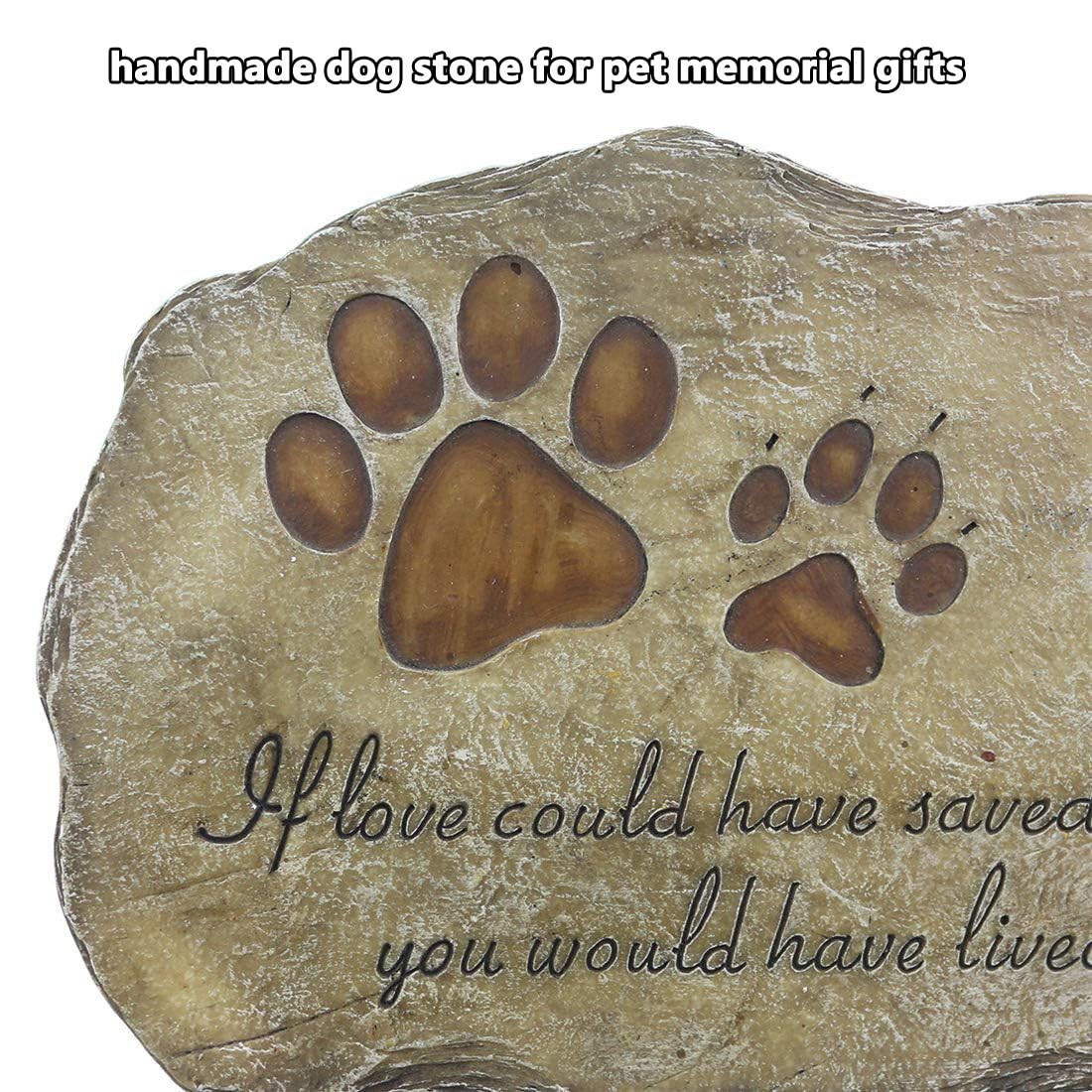 Paw Prints Dog Pet Memorial Stones, Pet Garden Stone Grave Marker for Dog or …