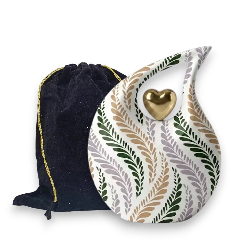 Handmade White Teardrop Cremation Urn Metal for Adult Human Ashes Male Female