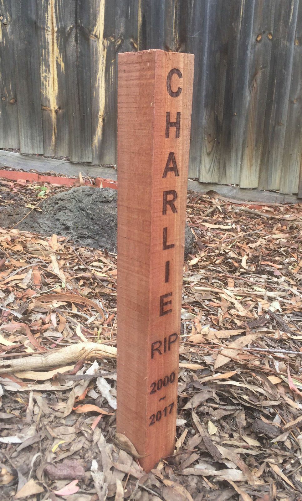Pet Memorial Garden Stake Hardwood outdoor memorial personalised engraved