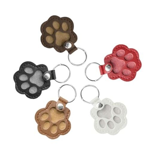 5PCS Pet Paw Car Keychain, Pet Hair Memorial Key Holder for Collecting Dog &