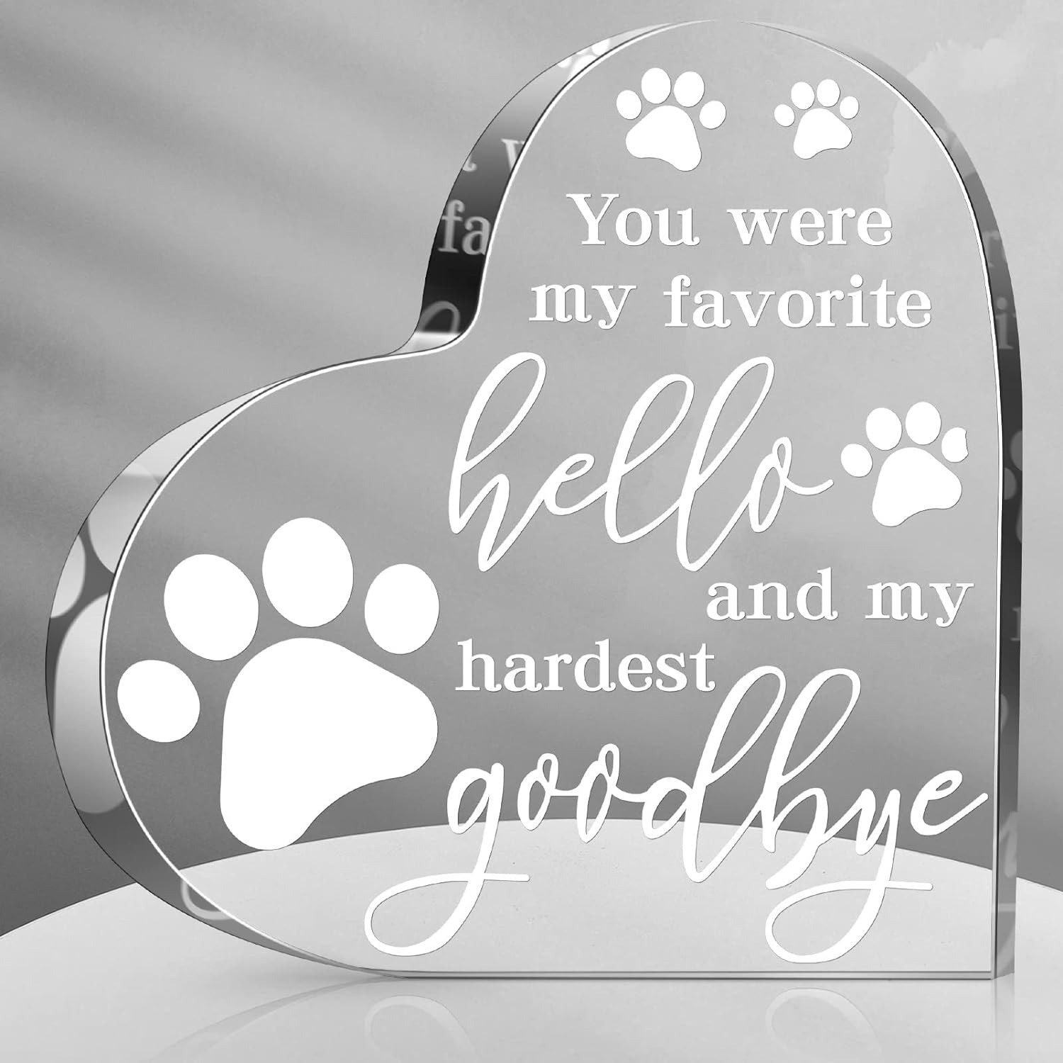 PET Memorial Gift Dog Sympathy Gift for Loss Bereavement Crystal Acrylic Heart D