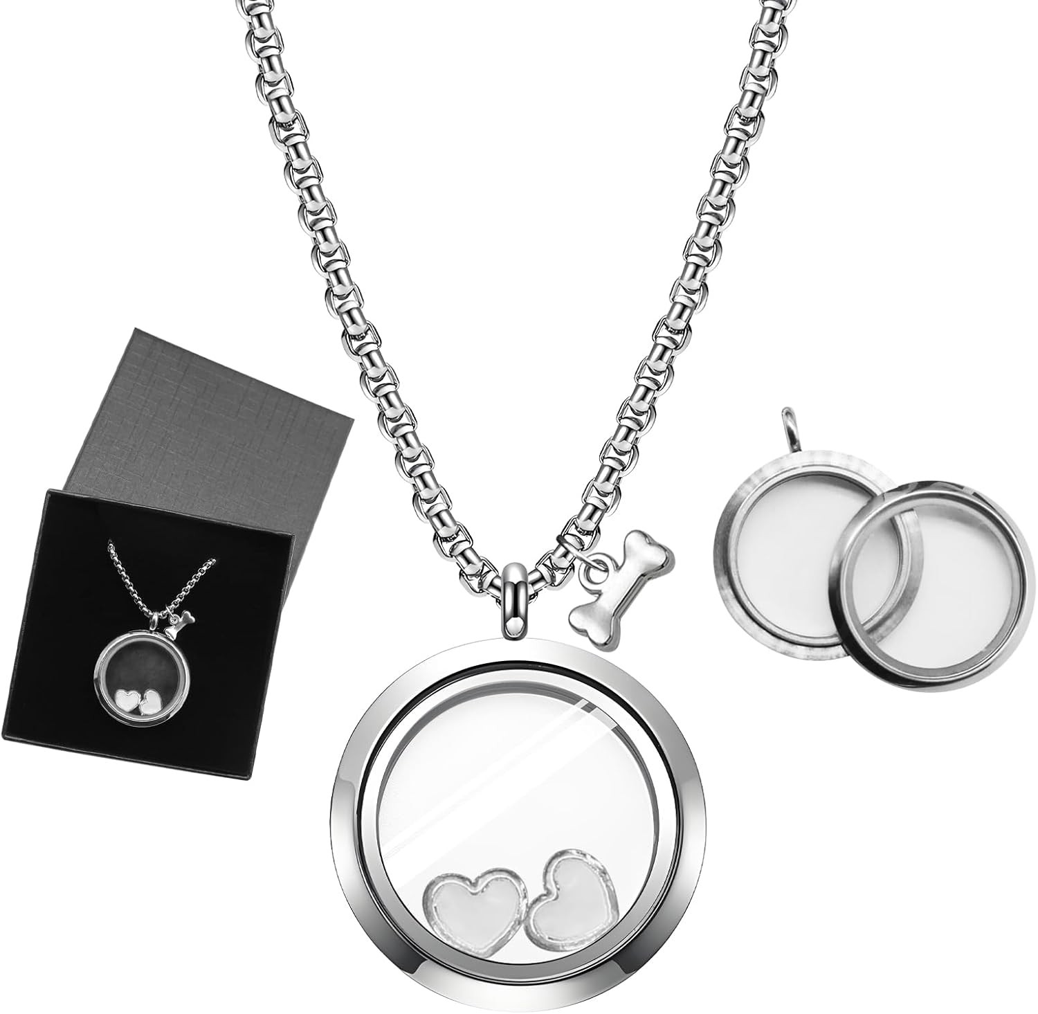 Pet Memorial Necklace for Ashes – Glass Pendant with Stainless Steel Chain