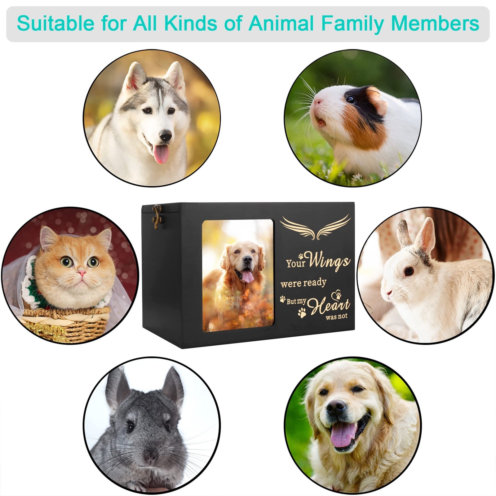 Pet Memorial Urns for Dog or Cat Ashes, Large Wooden Funeral Cremation Urns w…