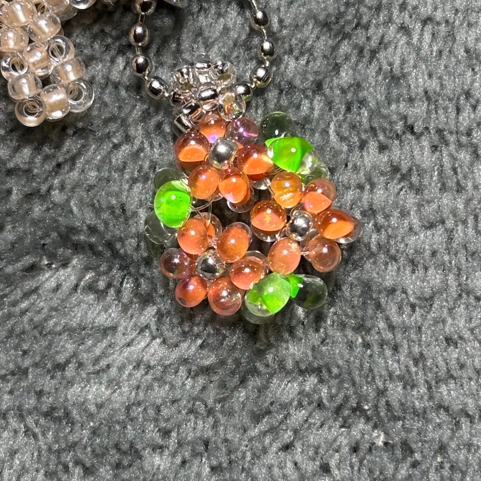Cremation Ashes Keychain – Cremation Keepsake(orange cross and orange ornaments)