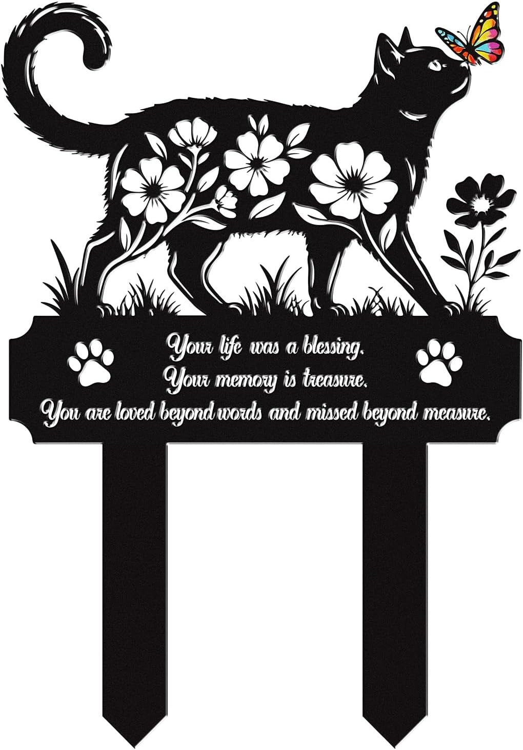 Cat Grave Markers Outdoor, Mental Pet Cat Memorial Gift Decorations Outdoor, Pet