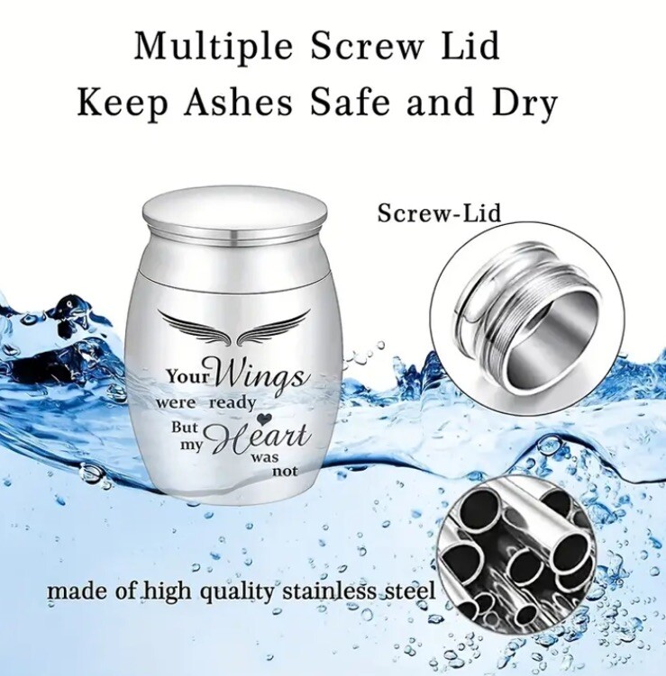 Black Steel Mini Memorial Cremation Keepsake Urns For Pet Dogs Cats Ashes Small