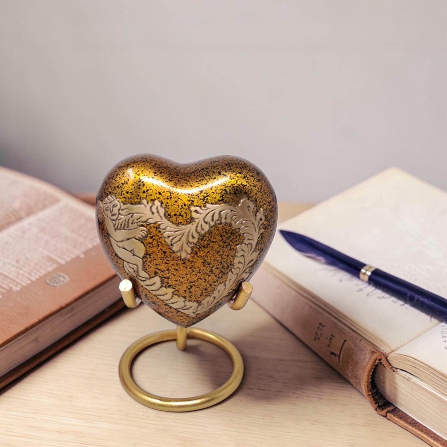 Mini Heart Cremation Keepsake Urn for Ashes with Stand & Box to Honor Loved Ones