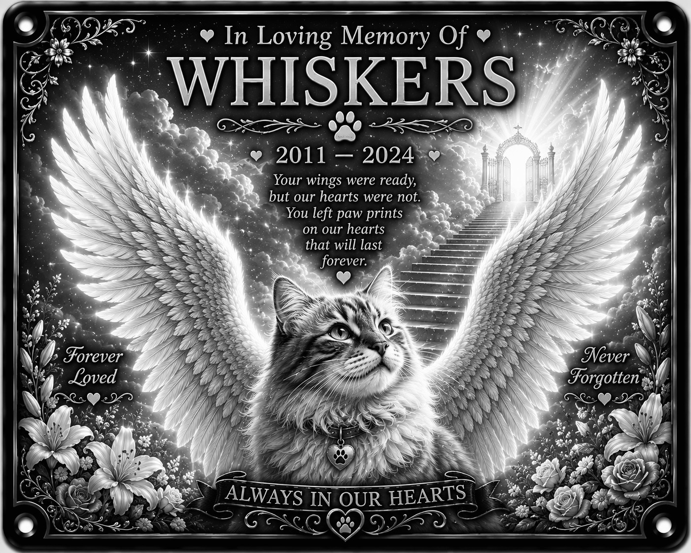 Personalised Pet Memorial Plaque Custom Photo Engraved Aluminium Dog Cat Horse