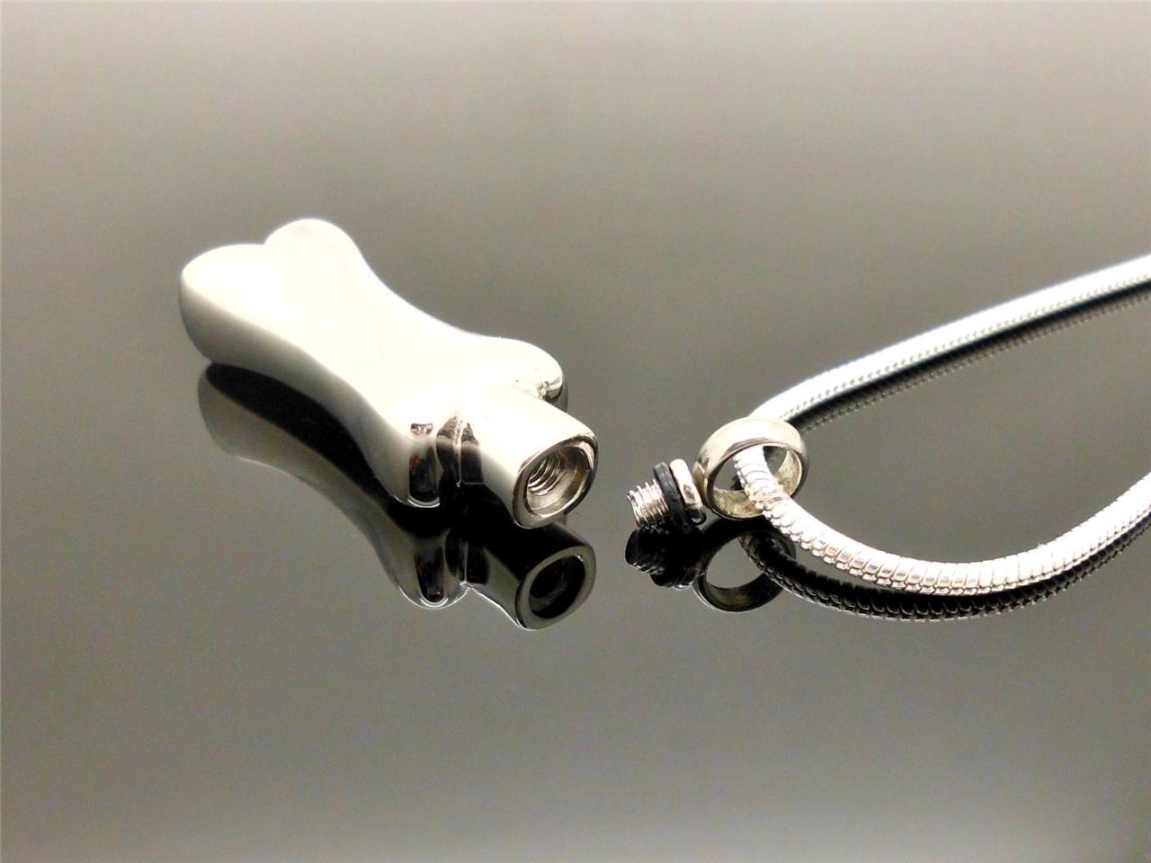 316L Silver Pet Dog Bone Design Memorial Keepsake Cremation Cinerary Urn Pendant