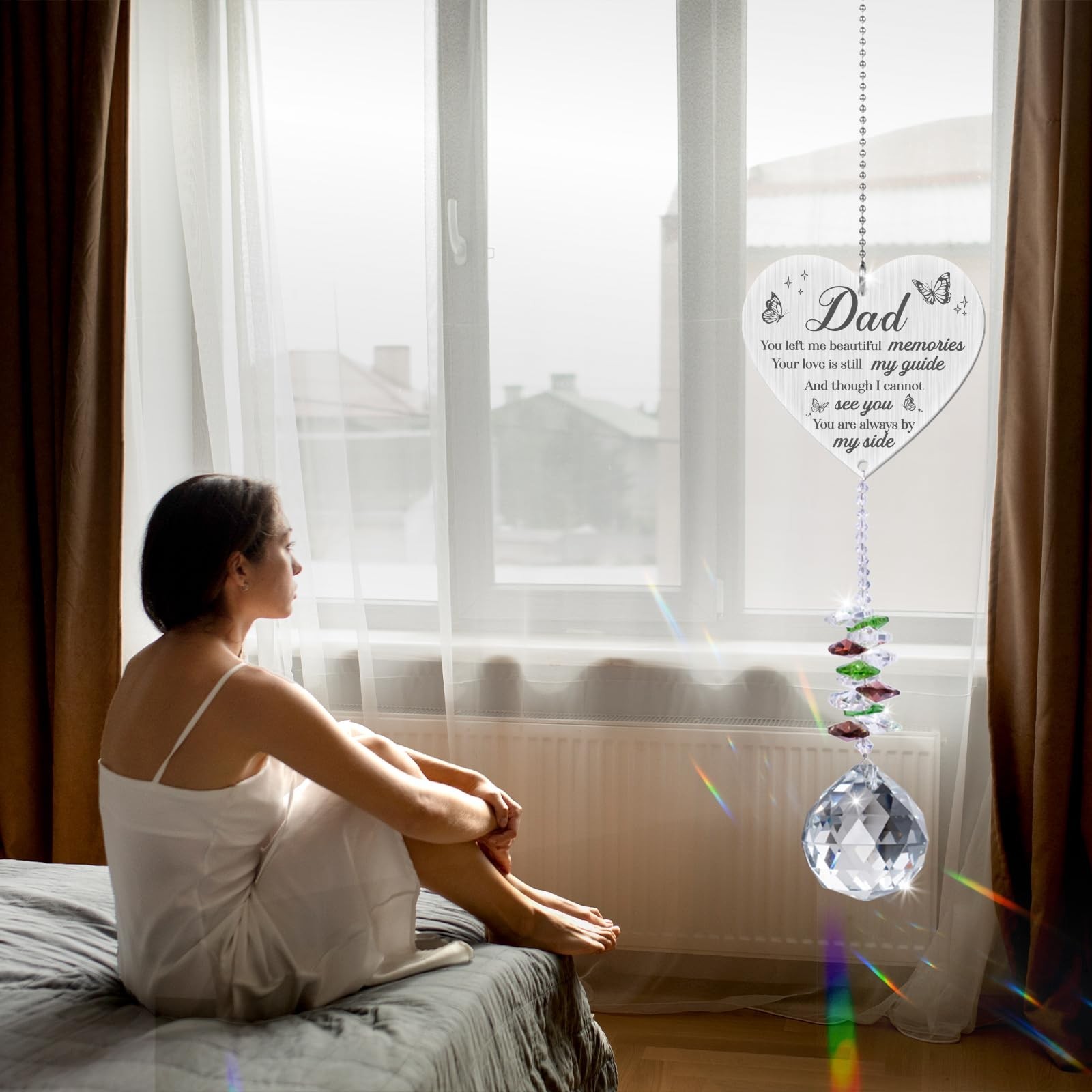 Memorial Gifts for Loss of Dad,Memorial Crystal Suncatcher Ornament, Sympathy…