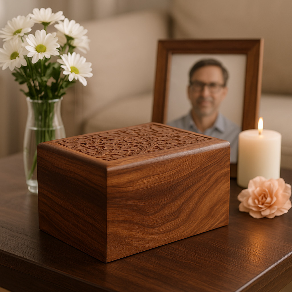 Cremation Urn for Human Keepsake Ashes Burial Memorials Wood Funeral Box Large