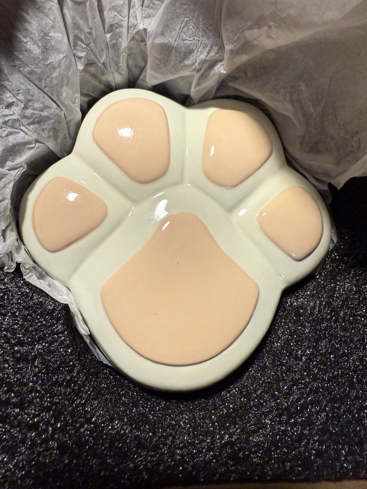 White & Pink Ceramic Pet Paw Print Urn for Dog or Cat Ashes, 4” x 4” x 2.5”