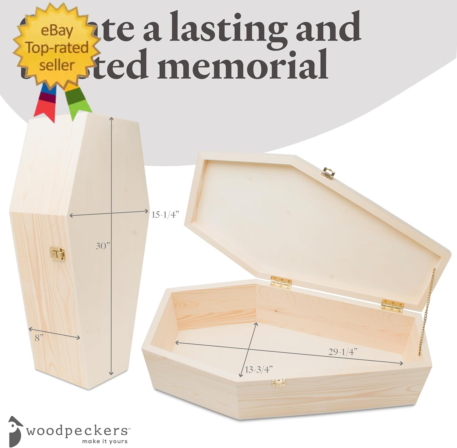 Pet Casket – 30″ Wooden Burial Box for Dogs and Cats, Strong and Safe Baltic Bir