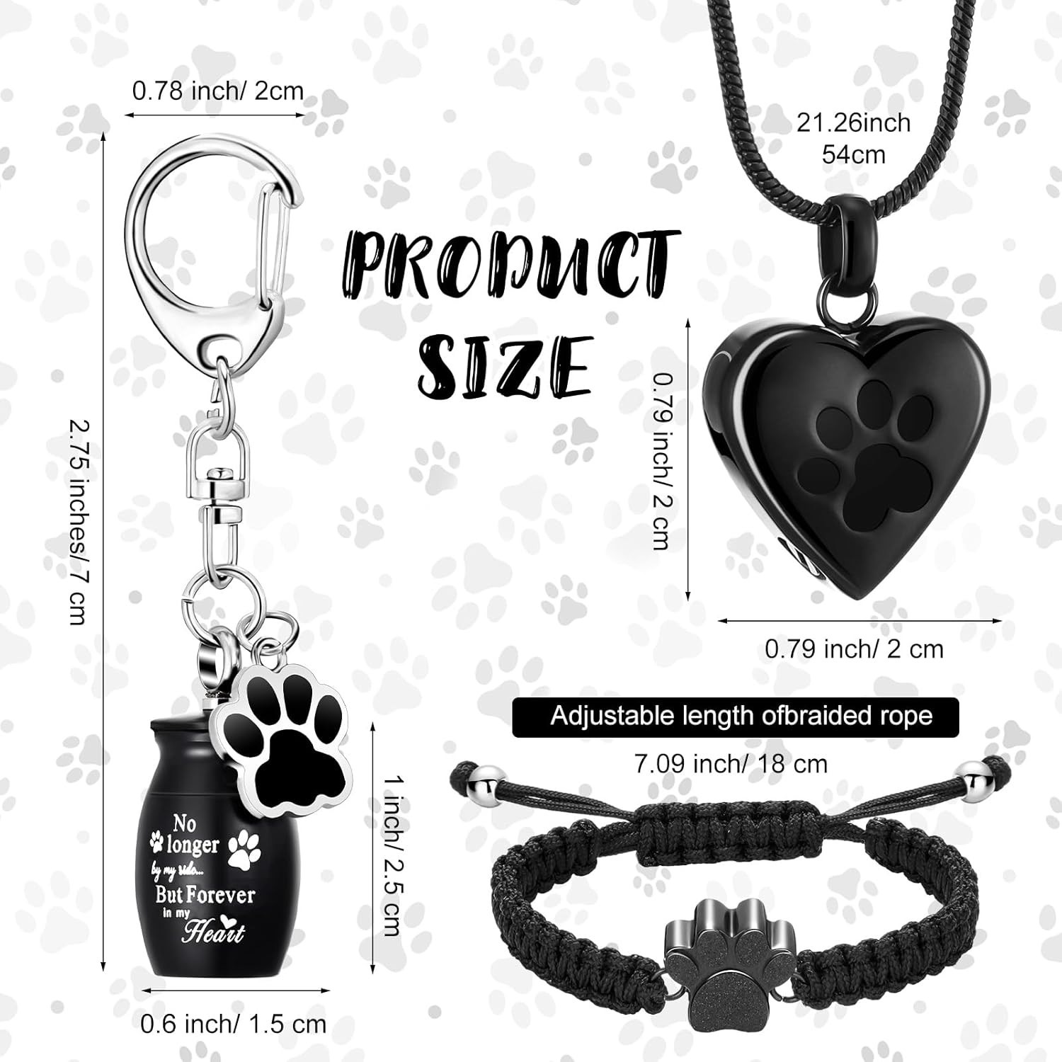 3 Pcs Pet Cremation Jewelry for Ashes Dog Urns Keychain Cat Heart Urn Necklace P