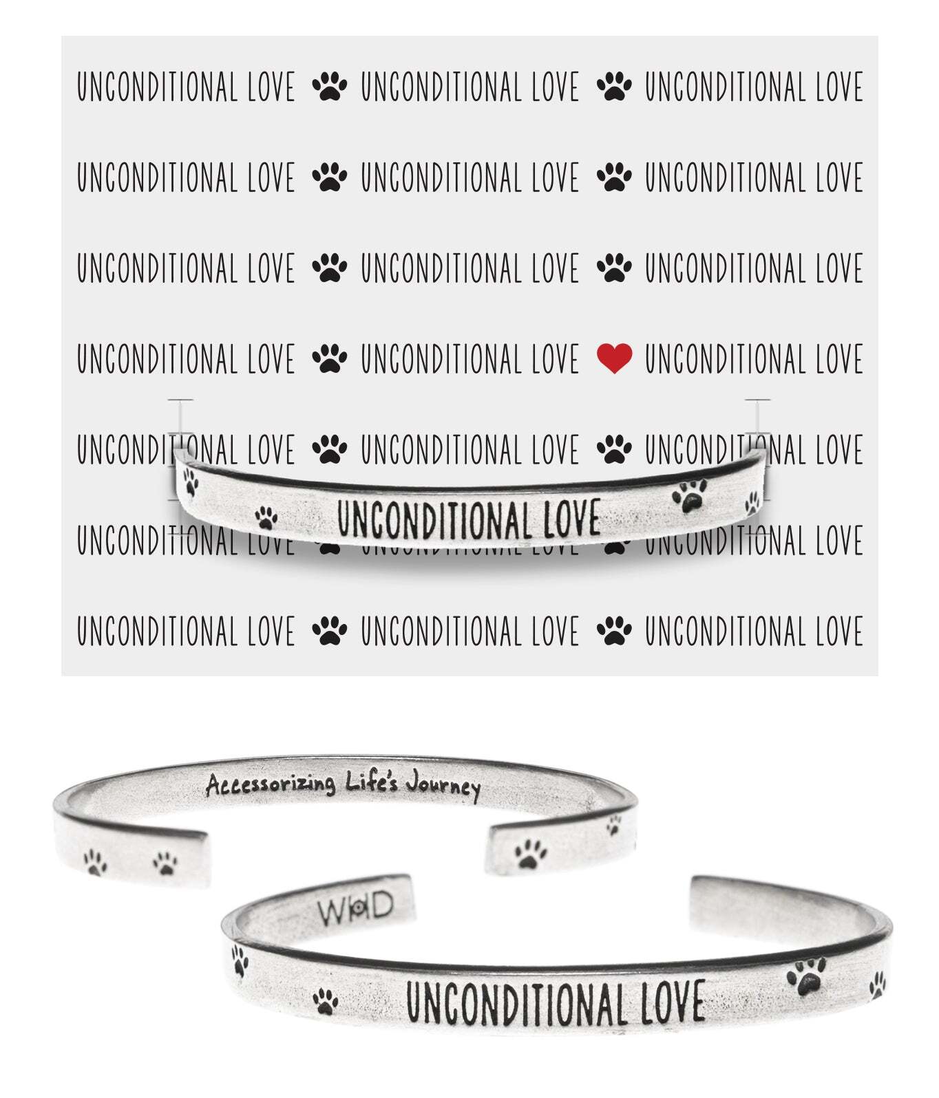 Unconditional Love Cuff Inspirational Jewelry Bracelet – Pet Gift