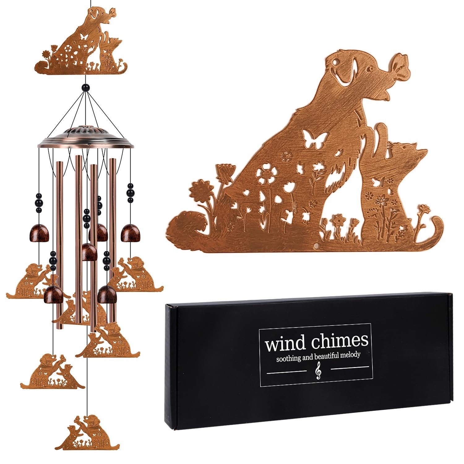 Cat Dog Wind Chimes for Outside – Luvsweets Dog Cat Lover Gifts for Women, Pe…