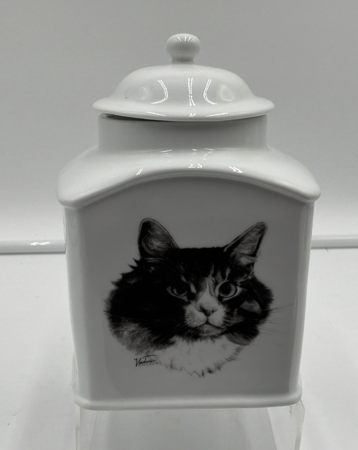 Rosalinde Rainbow Bridge Cat Urn Porcelain Pet Memorial Keepsake Jar USA